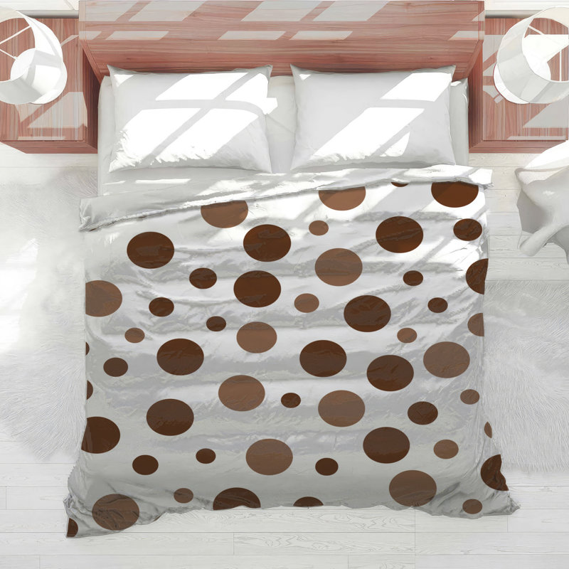 Polka Dots Bedding Pattern Comforter Modern, Twin Comforter, Brown Polka Dots 