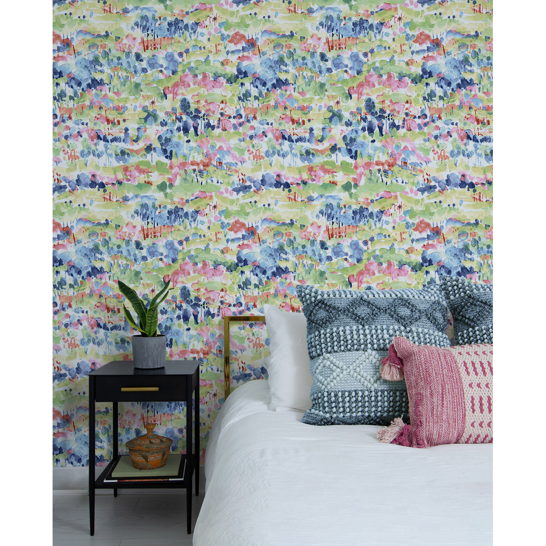 Water Coloring Abstract 18' L x 20.5" W Peel and Stick Wallpaper Roll Ivy Bronx