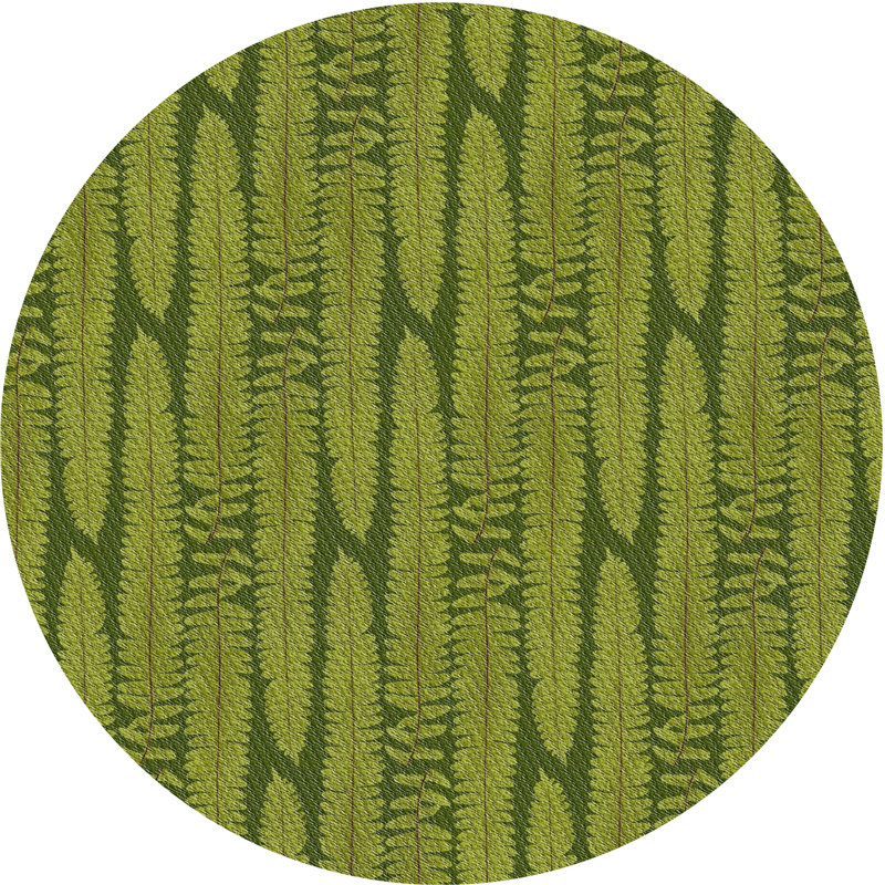 Tapis floral vert, Rond 3 pi