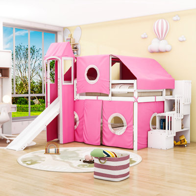 Jaleana Slat Loft Bed with Bookcase by Harriet Bee