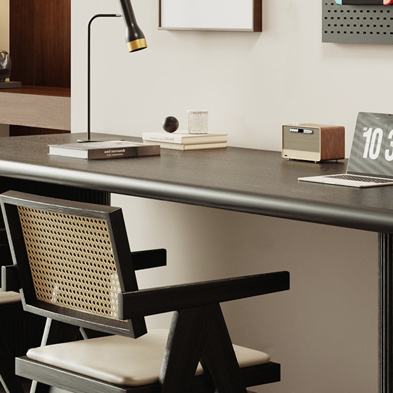 Black Rectangular Solid Wood desk, 29.53" H x 62.99" W x 23.62" D