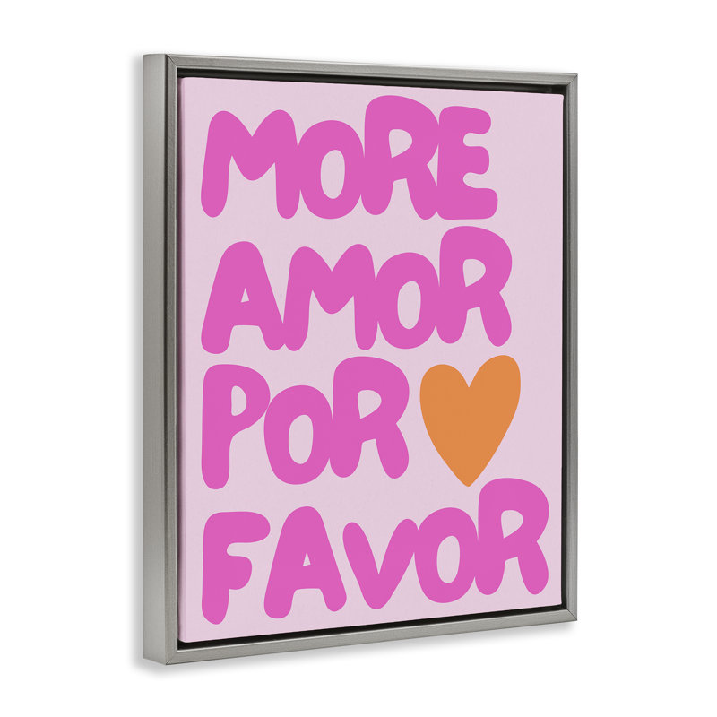 «More Amor with Heart», art mural encadré sur toile flottante par House of Lulu, H 21 po x l 17 po