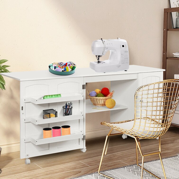 Sewing Machine Table Resin Folding Compact Lightweight Craft Table Portable  Desk 888817615361