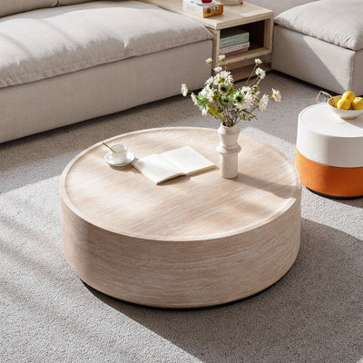 Table basse tambour moderne avec motif Mars, centre de table de salon instantané