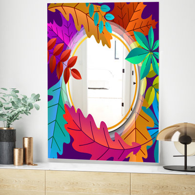 Miroir décoratif d'automne avec feuilles et feuilles rondes