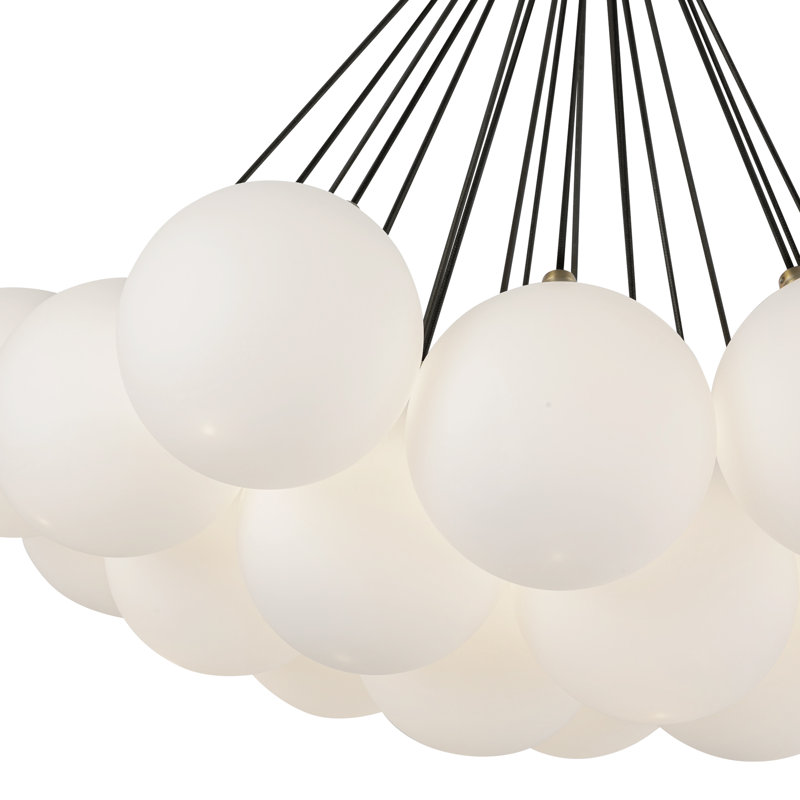 Bolla Steel LED Chandelier, 19, Brushed Gold, 29" H x 28" W x 28" D