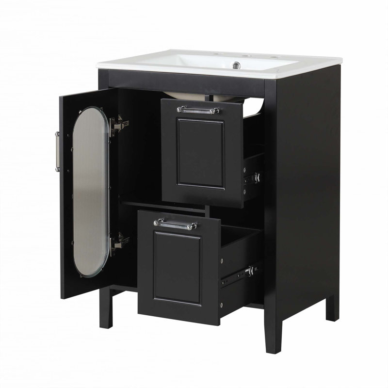 Meuble-lavabo 24 po avec lavabo, Noir