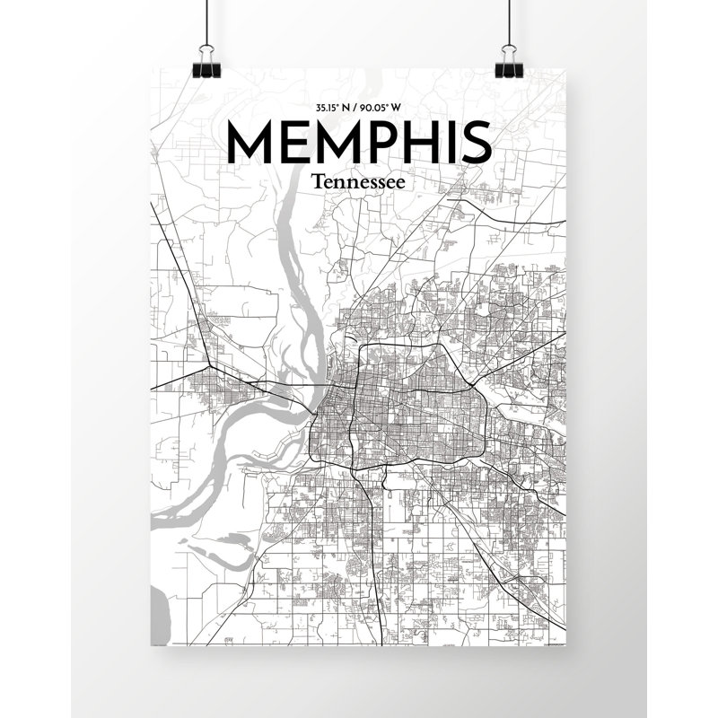 Memphis City Map - No Frame Print, 43.2cm H x 27.9cm W x 0.1cm D