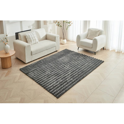 Soft Faux Fur Area Rug Washable Non-Slip Polyester Carpet for Living Room Bedroom Hallway Modern Plush Floor Rug