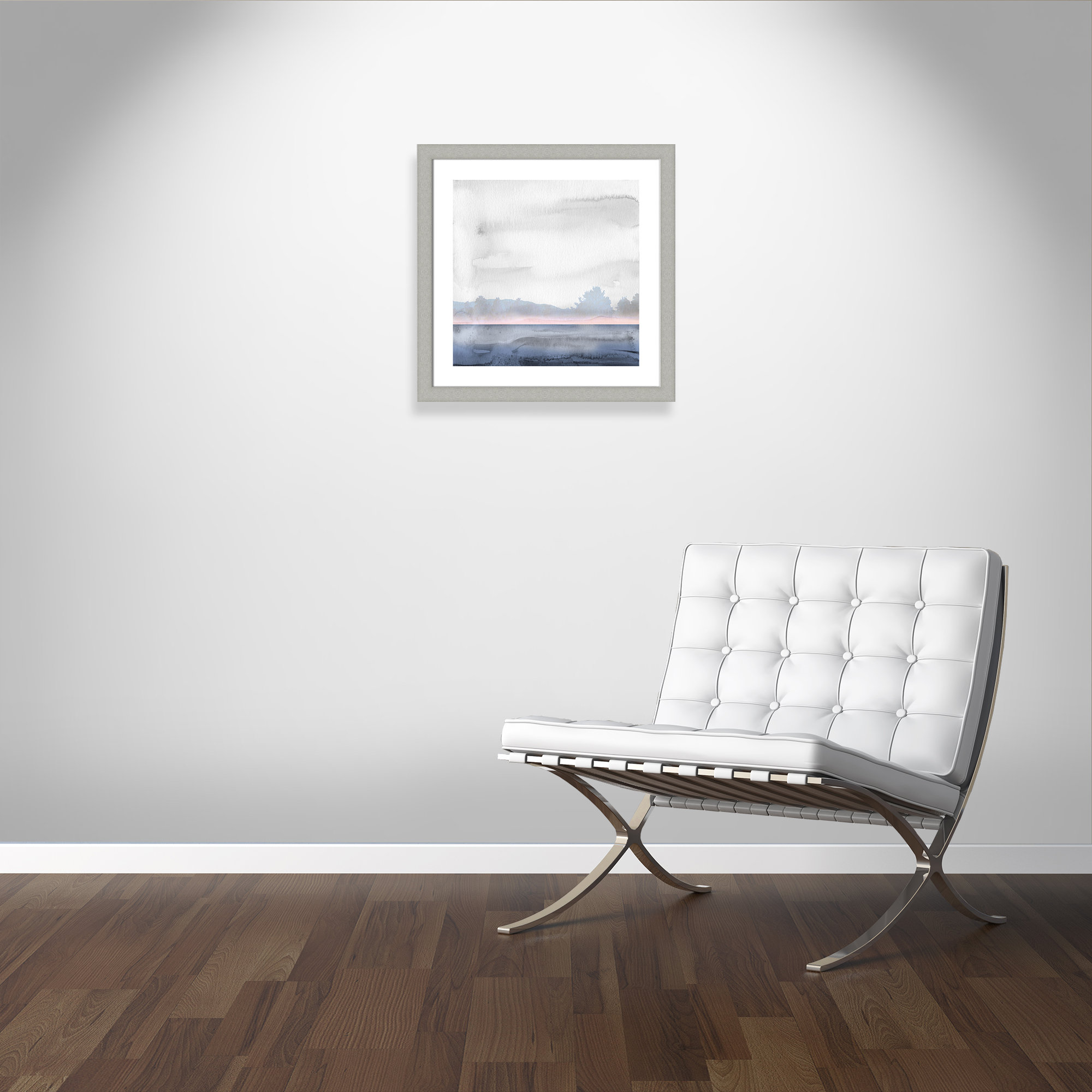 Rose Shores II - Painting, 25" H x 25" W x 1.25" D, Silver Framed