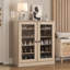 Armoire de rangement pour chaussures 100% en bois massif avec portes réglables et rangement pour chaussures empilable, l 32 po x H 35,75 po-130417543