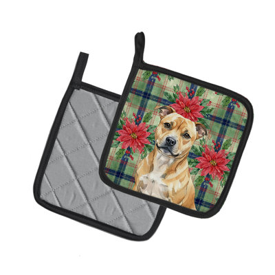 Paire de porte-casseroles fauve Staffordshire Bull Terrier