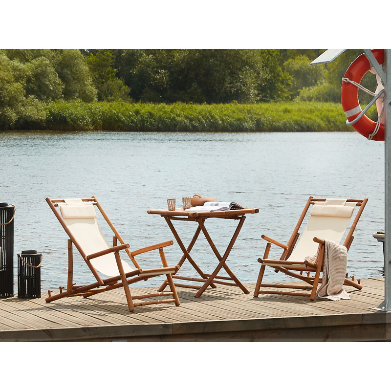 Feagan 101cm Long Reclining Bamboo Chaise Lounge Set