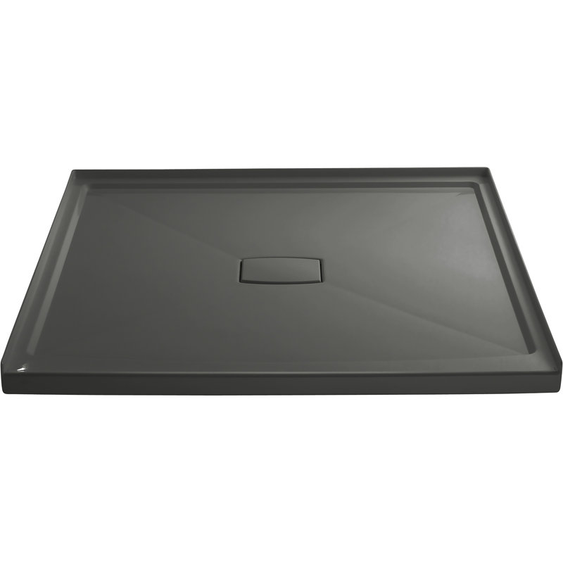 Archer 60" x 60" Single Threshold Acrylic Alcove Shower Base, Center Drain, Thunder Gray