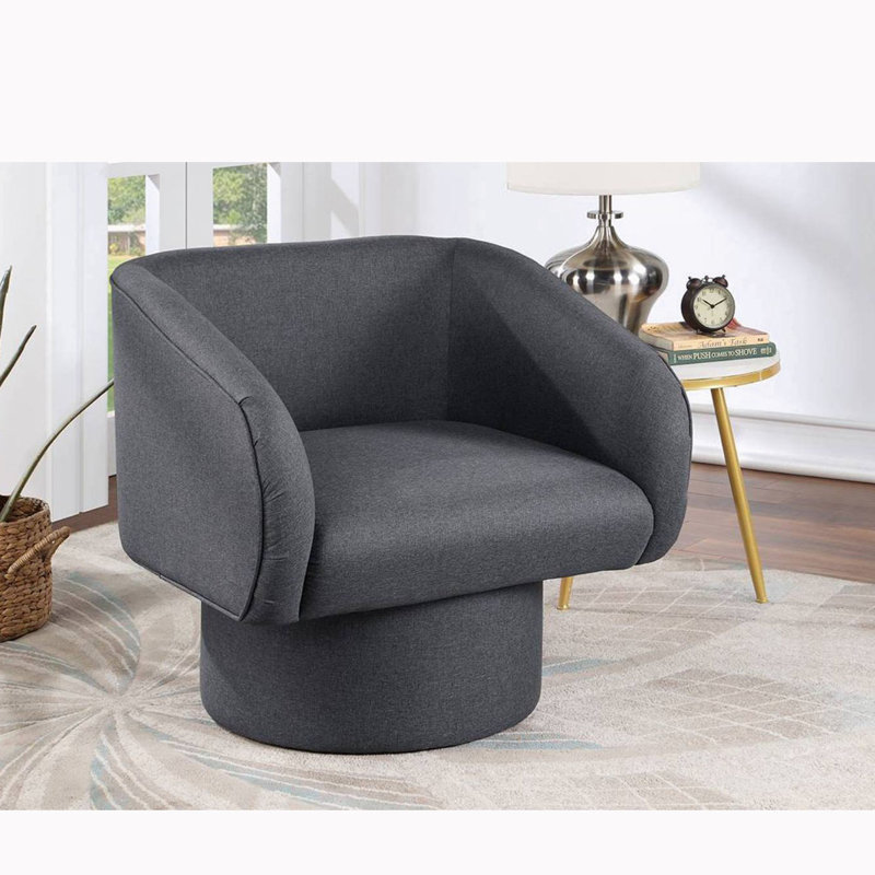 Fauteuil demi-tonneau pivotant de 28 po Adkisson, Tissu gris