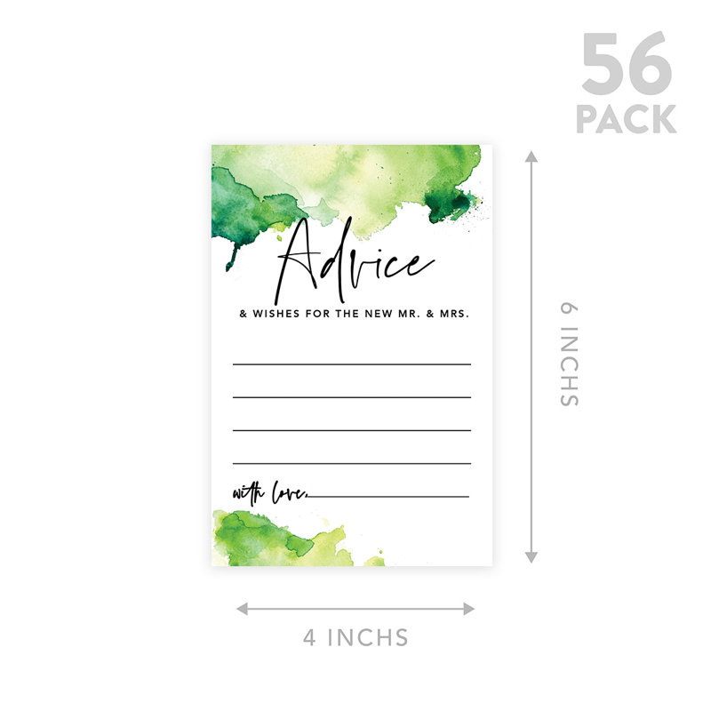Ombre verte, aquarelle, conseils de mariage et cartes de vœux pour les mariés