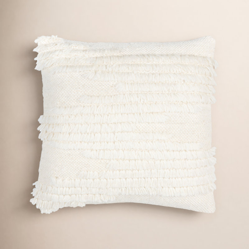 Emberly Ruffled Cotton Reversible Throw Pillow, 22" x 22", Down