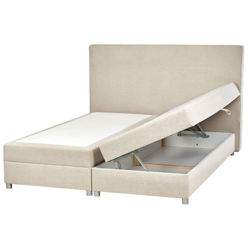 Mikelann Upholstered Lift Up Storage Bed with Mattress, Super King (6'), Beige