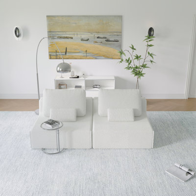 Canapé modulaire surdimensionné surdimensionné, ensemble de canapé de plancher Boucle de luxe, canapé compressible convertible, canapé spacieux rempli de mousse