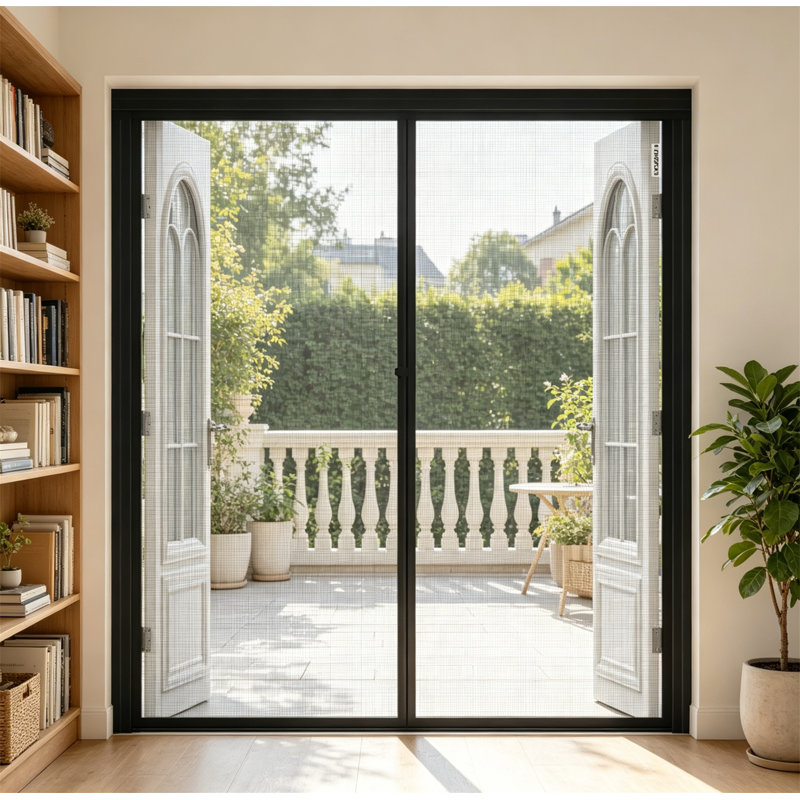 Porte moustiquaire ajustable et robuste avec aimant puissant, L 70 à 74 po x H 80 à 82 po