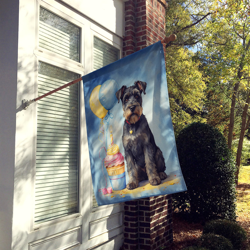 Drapeau «Happy Birthday House», Schnauzer noir 