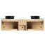 Meuble-lavabo mural de 183 cm avec lavabo en céramique décorative, 1 tablette de rangement, 4 portes à fermeture amortie, en contreplaqué livré démonté, meuble-lavabo moderne, emballage, mobilier contemporain