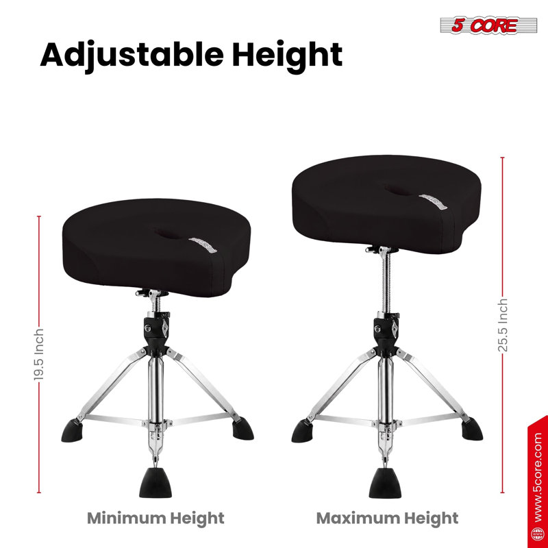  Tabouret de tambour ergonomique rembourré 4 po Drum Throne, Black