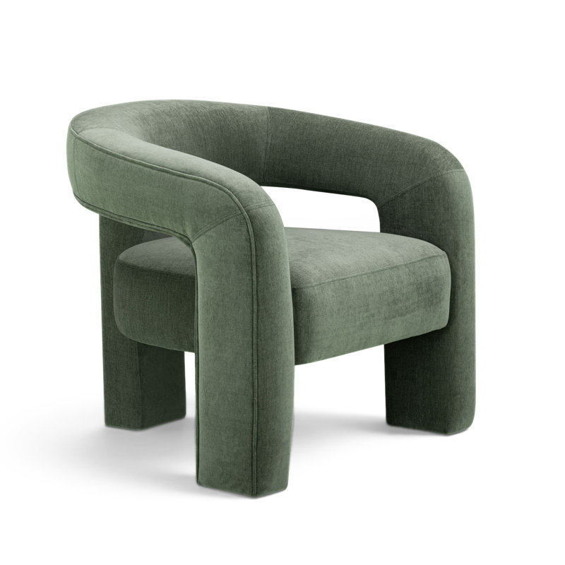 Malone Rust Performance Chenille Accent Chair, Green Chenille