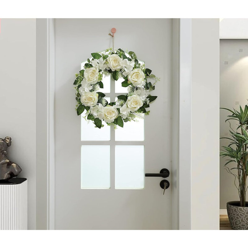 Couronne d'hiver pour porte d'entrée, Blanc
