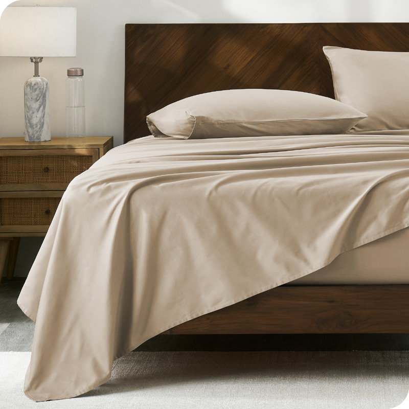 Twin French Beige Organic Cotton Percale Sheet Set