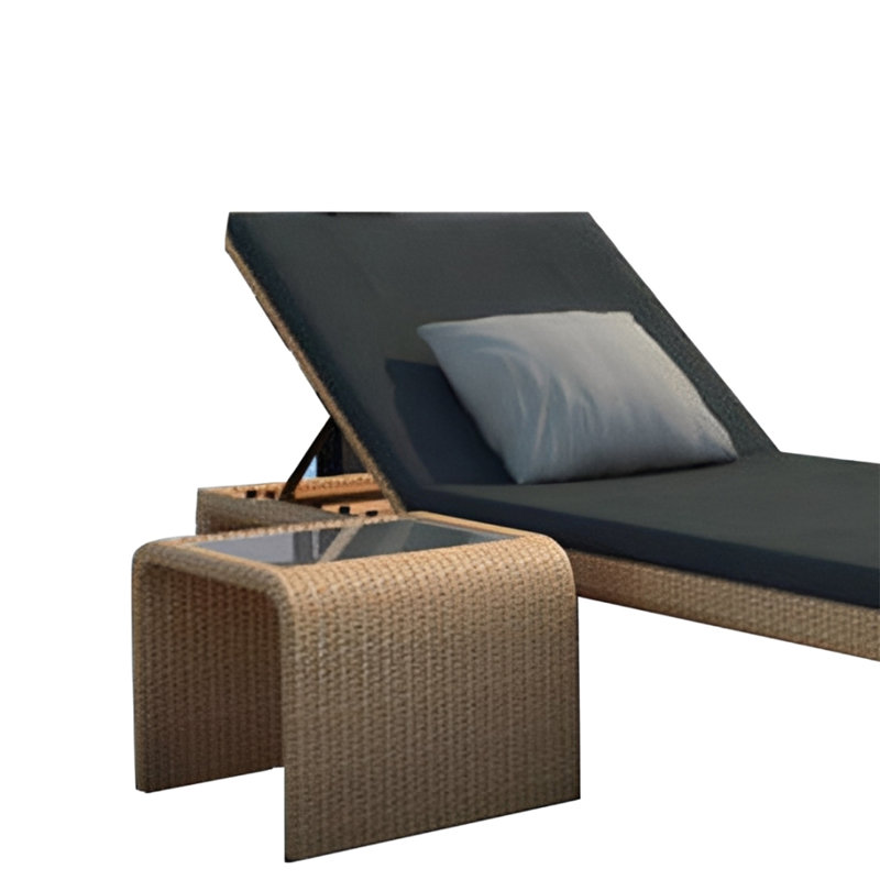Outdoor Pool Leisure Beach Lounge Chair, Black, Brown