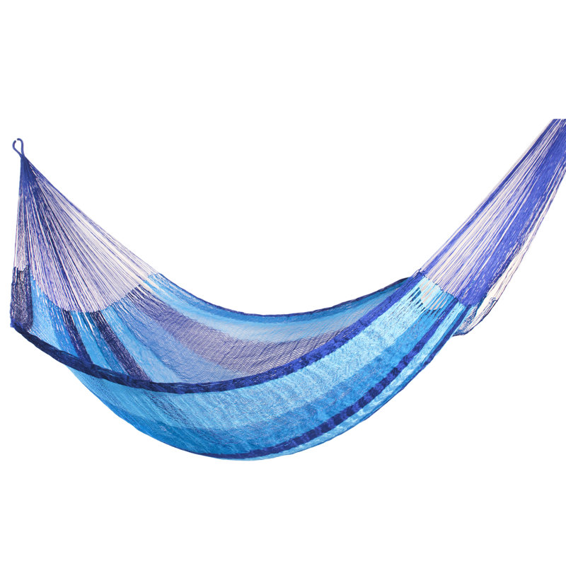 Hamac d'intérieur / extérieur en nylon tissé à la main Rahima, Bleu Caraïbes