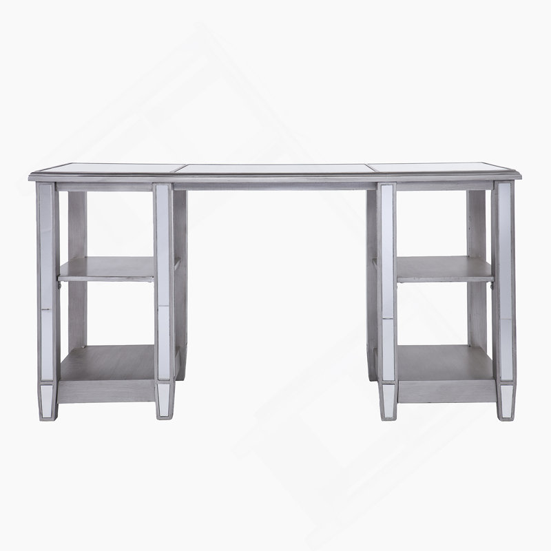Bureau en miroir - Style glamour - Argent mat brossé avec miroir