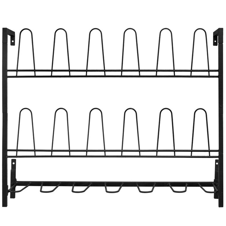 Black Metal Entryway Boot Rack, Freestanding Shoe Organizer and Tall B –  MyGift