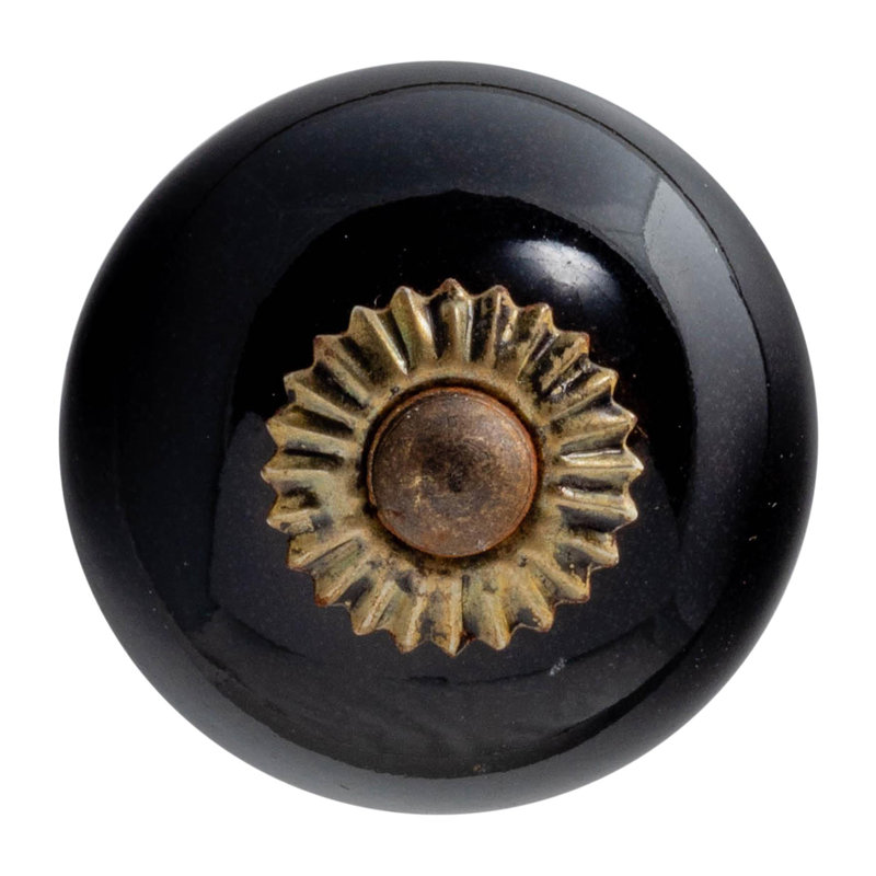 Nicola Spring - Round Ceramic Cabinet Knob, Black