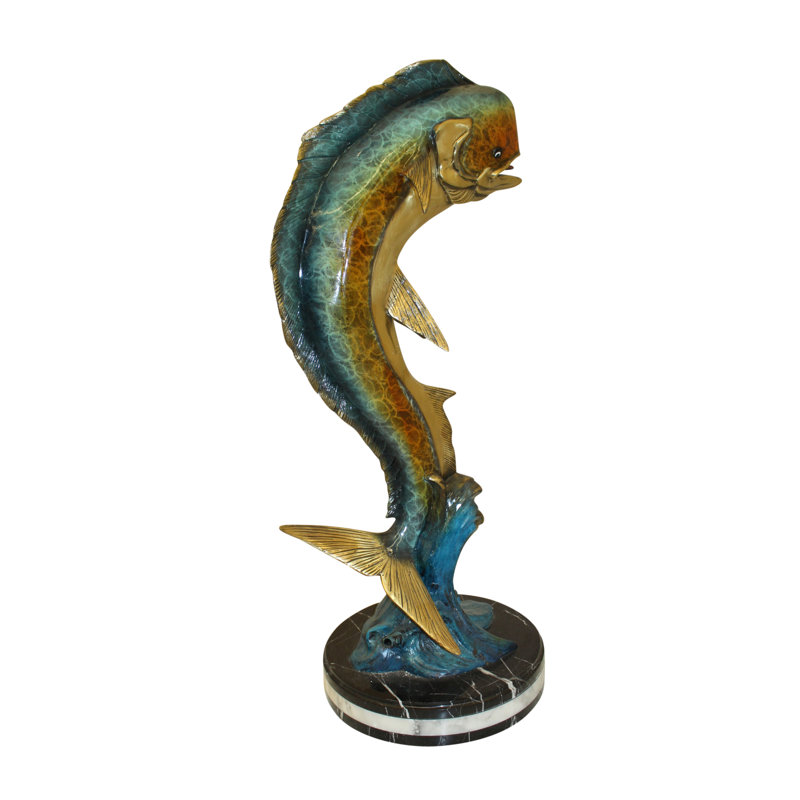 Statue bronze de poisson Blondsville Mahi Mahi - Taille: L 16 po x l 12 po x H 32 po.