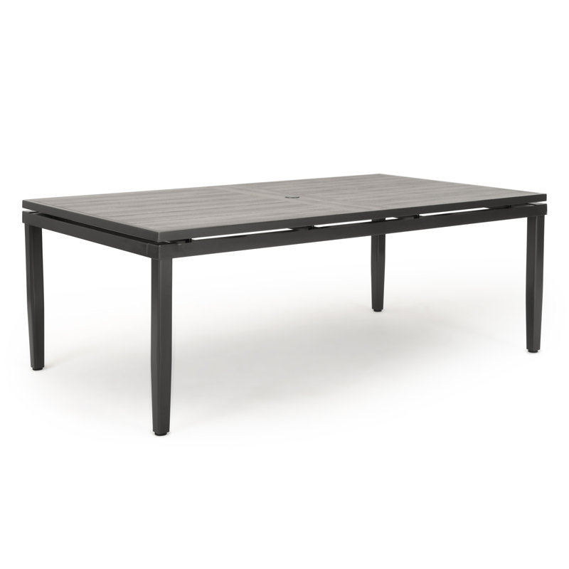 Layden Rectangular Wood Metal Outdoor Dining Table With Umbrella Hole , 85'' in. W 42'' in. D