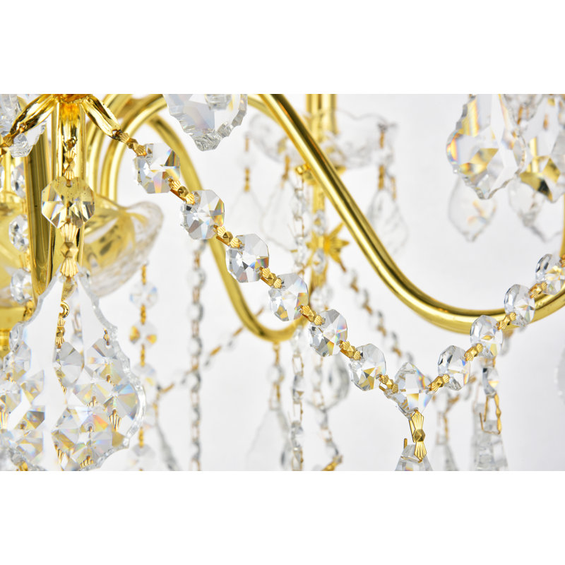 Lustre classique / traditionnel à 8 lumières de style bougie avec détails en cristal Dagmar, Or, Coupe royale