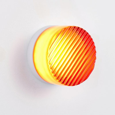 Minimalist Round Wall Light Modern Simple Design,Thick Glass Shade Led Fixture,Minimalist Round Wall Lamp For Bathroom Vanity, Bedroom Bedside, Living Room (Striped Style - Smoke Grey)
