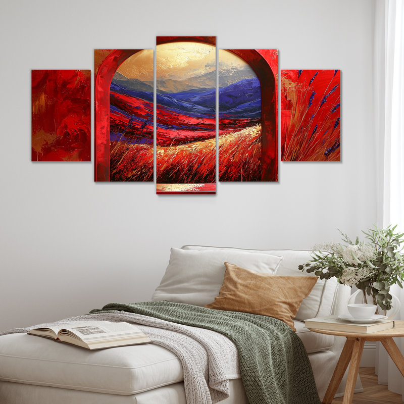 «Red Summer Meadow», ensemble d'art mural prairie