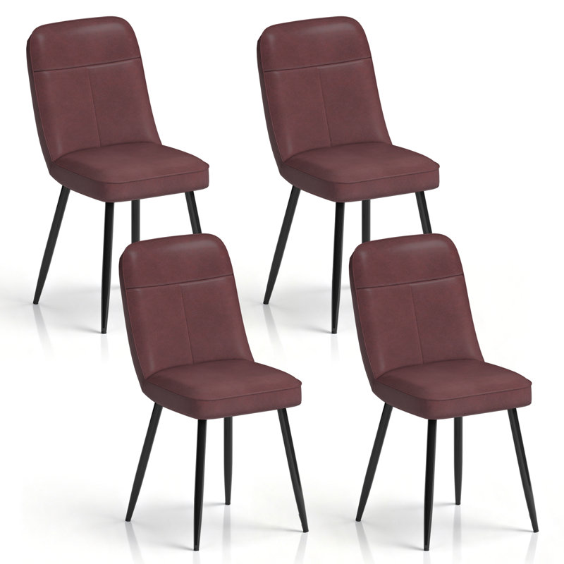 47cm H Upholstered Upholstered Back Side Chair, Brown, 4