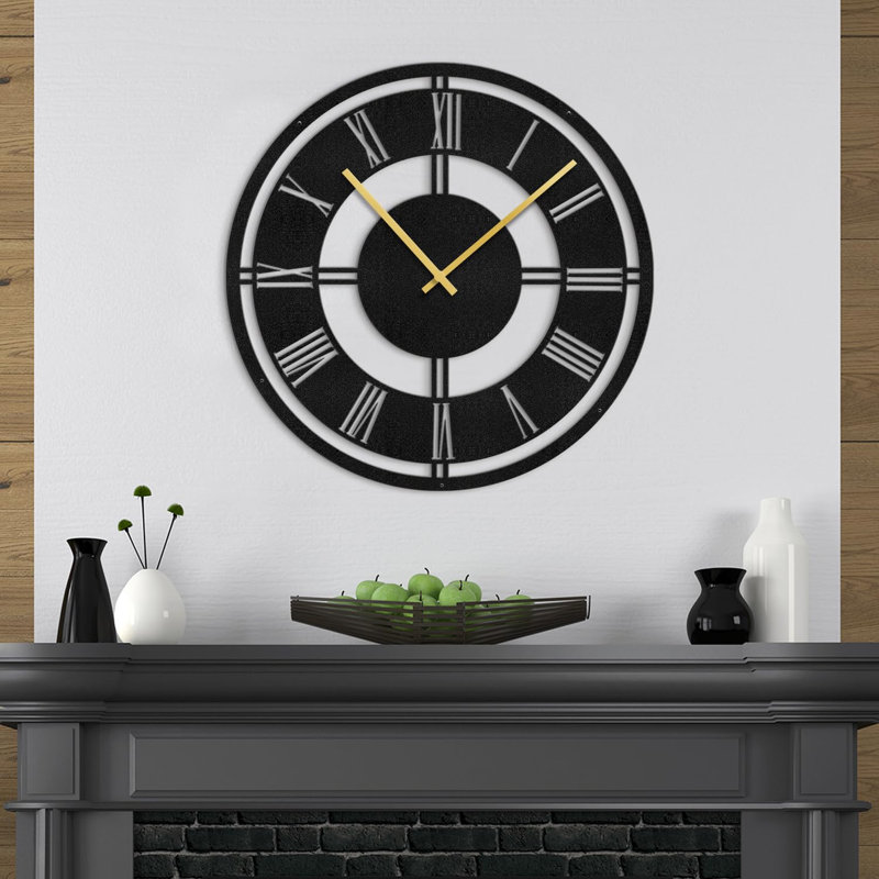 Grande horloge murale en métal, L 36 po x H 36 po