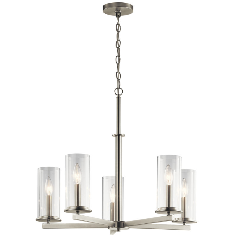 Lustre classique / traditionnel à 5 lumières Akala, Nickel brossé