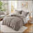 3 PCS King/Cal King Solid Faux Fur Comforter Mini Set Gray-133388331
