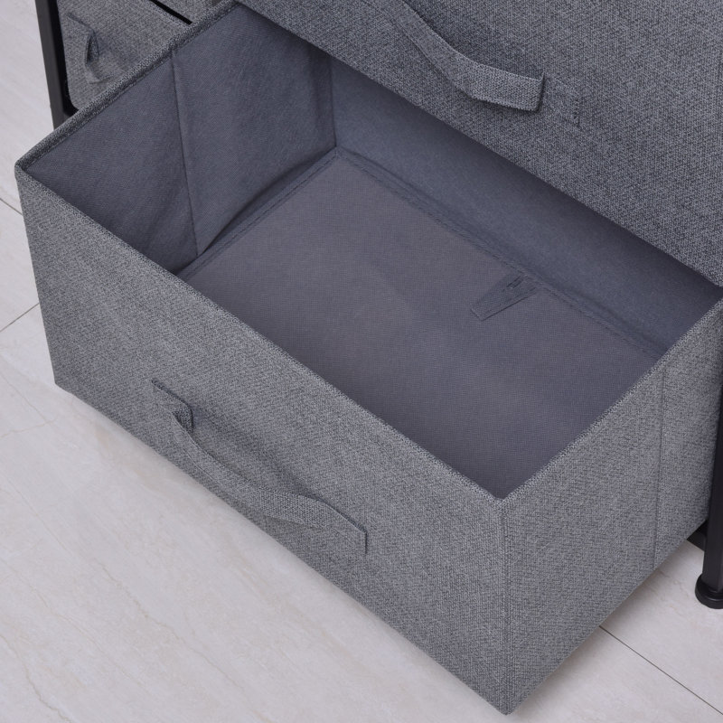 Commode pour chambre à coucher avec 7 tiroirs, commode en tissu, gris foncé