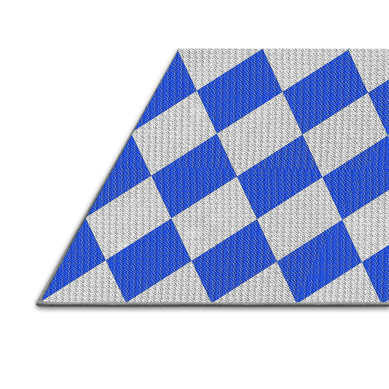 Tapis géométrique bleu / blanc, Rectangle 7 pi x 10 pi