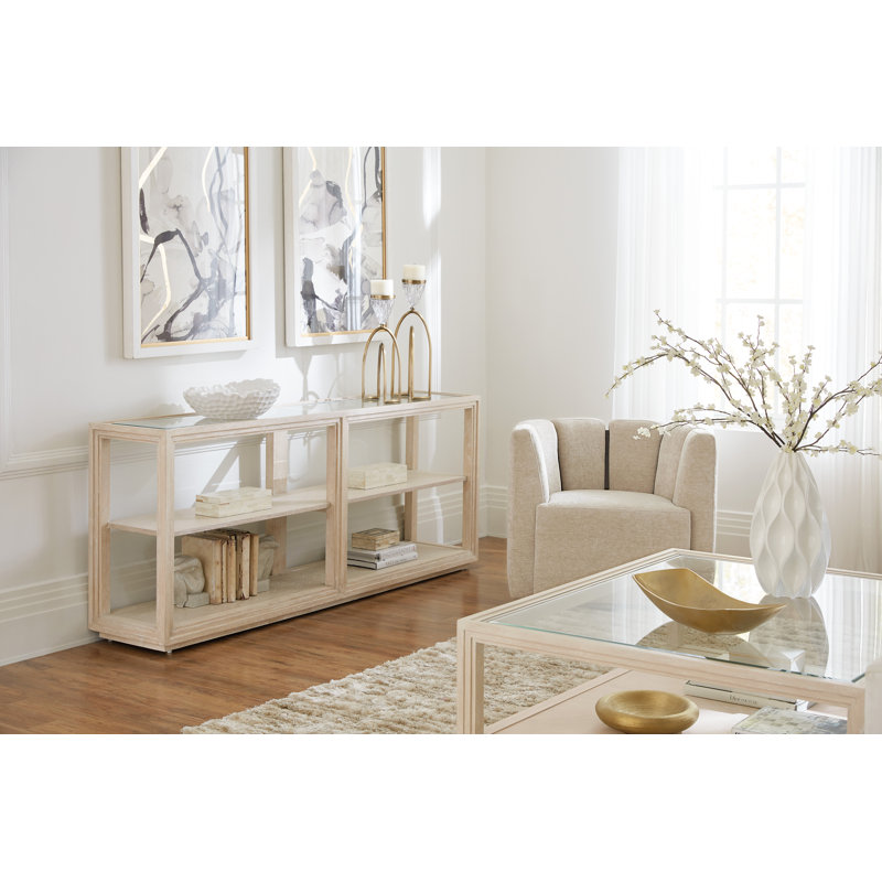 Nouveau Chic 80'' Cream Wood and Glass Console Table