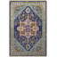 Tapis bleu délavé à motif décoratif frangé traditionnel-1185333984