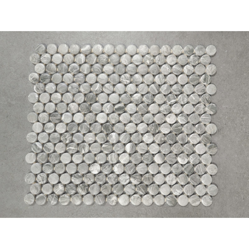 Carrelage mosaïque rond en cendré, Gris
