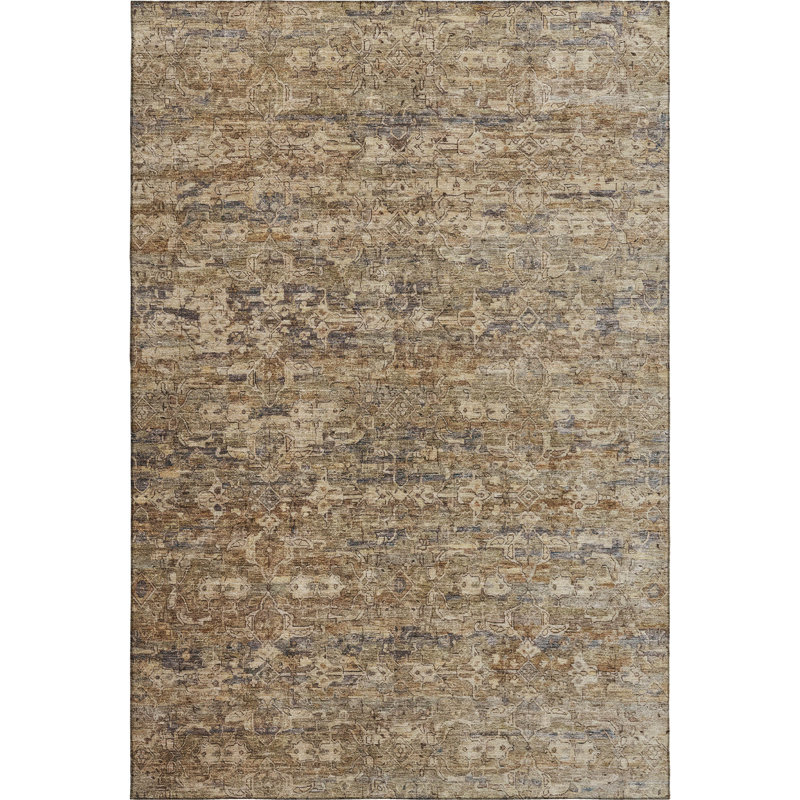 Premium Machine Washable Mayfield AMF2324 Ikat Rug, 10' x 14', Brown